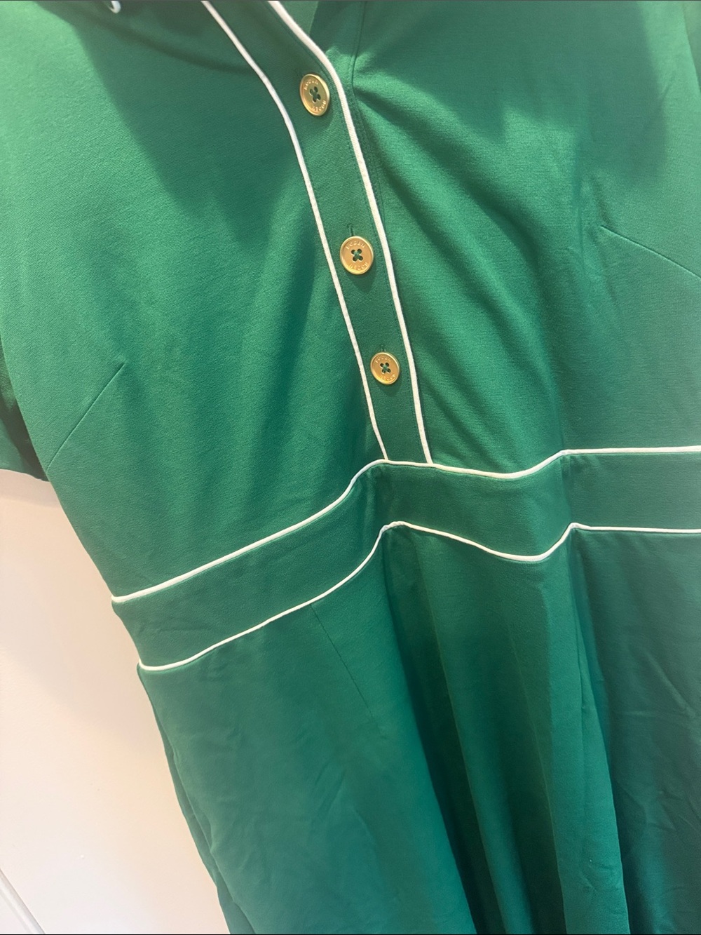 Boden Green Midi Polo Dress with White Piping - Picture 3 of 4